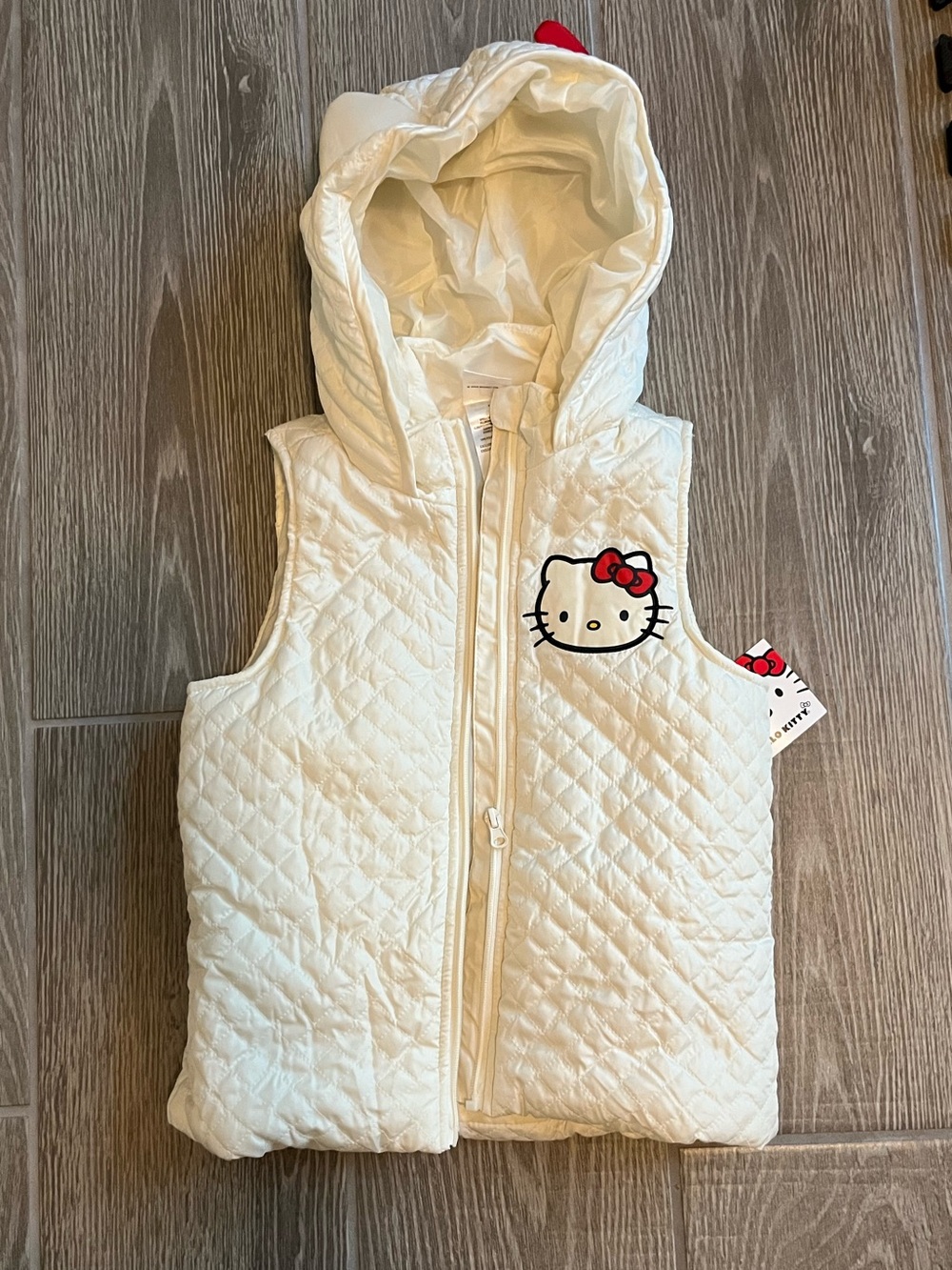 Hello Kitty White Quilted Hooded Vest for Kids